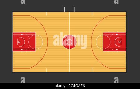 Illustration du terrain de basket-ball avec marquages NBA Illustration de Vecteur