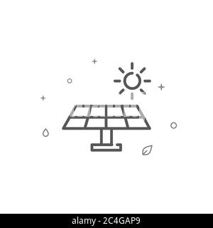 Icône de ligne simple panneau solaire. Symbole de protection de l'environnement, pictogramme, panneau. Arrière-plan clair. Banque D'Images