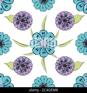 Motif fleuri dans les motifs botaniques fleuris dispersés au hasard. Texture vectorielle sans couture. Pour les tirages de mode. Impression avec dessin à la main Illustration de Vecteur