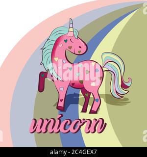 licorne rose aux coeurs colorés. Illustration vectorielle Illustration de Vecteur