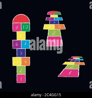 Modèle de hopscotch lumineux. Illustration vectorielle. Hopscotch sur l'arrière-plan coloré Illustration de Vecteur