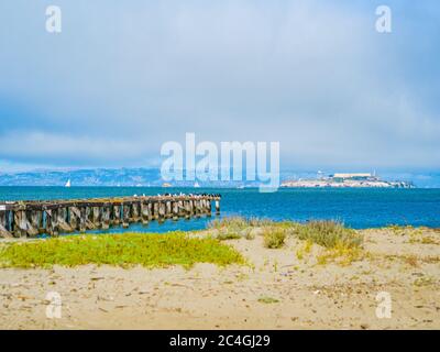 San Francisco, Californie, quartier de Marina District, plage et port Banque D'Images