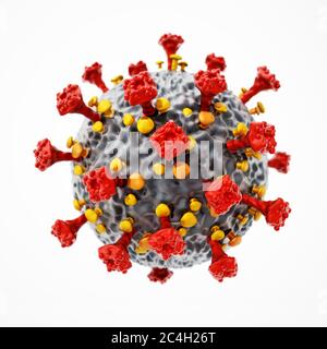 Virus générique isolé sur fond blanc. Illustration 3D. Banque D'Images