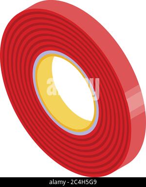 Icône de bande de scotch rouge, style isométrique Illustration de Vecteur