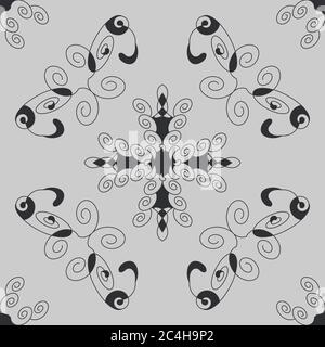 Motif sans coutures et spirales. Gris foncé et gris clair. Vecteur. Illustration de Vecteur