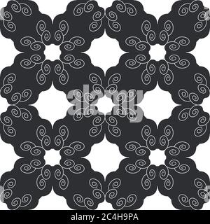 Motif sans coutures et spirales. Gris foncé et blanc. Vecteur. Illustration de Vecteur
