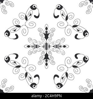 Motif sans coutures et spirales. Gris foncé et blanc. Vecteur. Illustration de Vecteur