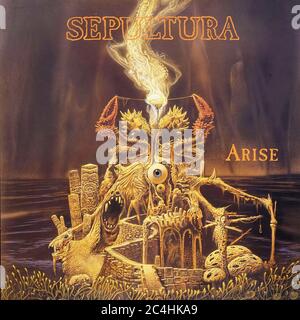 Sepultura Corre 12'' LP Album Vinyl - Vintage Record Cover Banque D'Images