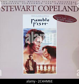 Stewart Copeland Rumble Fish Ost film original Soundtrack 12'' LP Vinyl - Vintage Record Cover Banque D'Images