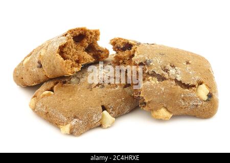 biscuits aux canneberges et au chocolat sur fond blanc Banque D'Images