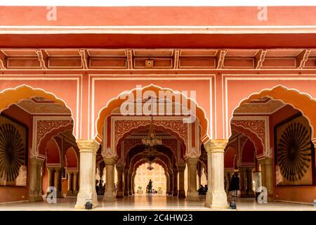 Jaipur, Rajasthan, Inde; Feb, 2020 : architecture du palais de la ville, Jaipur, Rajasthan, Inde Banque D'Images