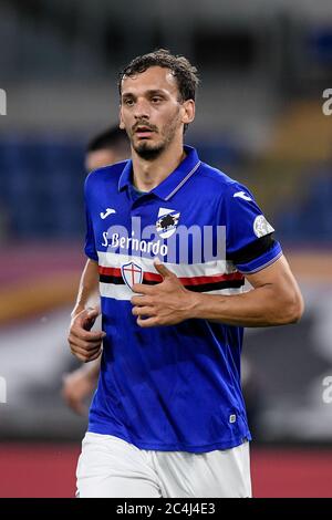 Rome, Italie. 24 juin 2020. Manolo Gabbiadini de Sampdoria pendant la série UN match entre Roma et Sampdoria au Stadio Olimpico, Rome, Italie, le 24 juin 2020. Photo de Giuseppe Maffia. Crédit : UK Sports pics Ltd/Alay Live News Banque D'Images