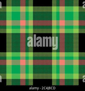 Conception de vecteur d'arrière-plan pixel. Plaid moderne sans coutures. Tissu à texture carrée. Tartan textile écossais. Couleur de beauté madras ornement. Illustration de Vecteur