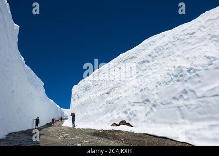 Whistler, C.-B., Canada : murs de neige massifs sur le mont Whistler – photo de la réserve Banque D'Images