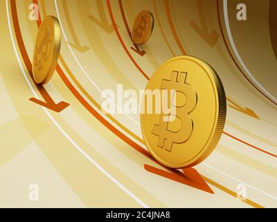 Croissance de monnaie bitcoin, 3D Rendering Banque D'Images