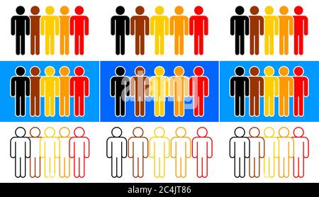 BIPOC. Noir, indigène et peuple de couleur. Signe femme. Icône homme. Symbole de protestation contre le racisme. Un signe créé pour l'unité. Concevoir des éléments graphiques Illustration de Vecteur