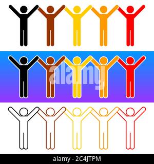 BIPOC. Noir, indigène et peuple de couleur. Signe femme. Icône homme. Symbole de protestation contre le racisme. Un signe créé pour l'unité. Concevoir des éléments graphiques Illustration de Vecteur