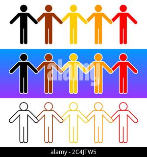 BIPOC. Noir, indigène et peuple de couleur. Signe femme. Icône homme. Symbole de protestation contre le racisme. Un signe créé pour l'unité. Concevoir des éléments graphiques Illustration de Vecteur