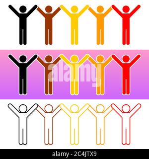 BIPOC. Noir, indigène et peuple de couleur. Signe femme. Icône homme. Symbole de protestation contre le racisme. Un signe créé pour l'unité. Concevoir des éléments graphiques Illustration de Vecteur