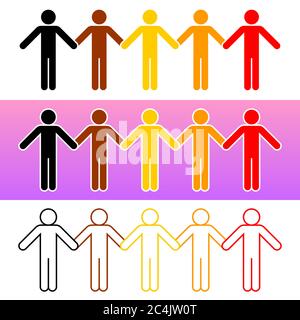 BIPOC. Noir, indigène et peuple de couleur. Signe femme. Icône homme. Symbole de protestation contre le racisme. Un signe créé pour l'unité. Concevoir des éléments graphiques Illustration de Vecteur