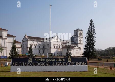 La S Catedral de Santa Catarina à Velha Goa, (Old Goa), Inde. Banque D'Images