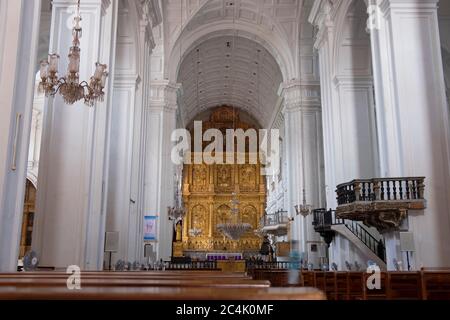 La S Catedral de Santa Catarina à Velha Goa, (Old Goa), Inde. Banque D'Images