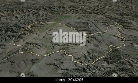 Zoom avant sur Kaboul (province d'Afghanistan). Perspective oblique. Imagerie satellite. Rendu 3D Banque D'Images