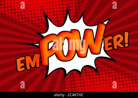 Empower pour créer un concept d'impact avec pop art demi-ton poster de dessin animé avec le texte Empower, mais le mot POW surdimensionné pour représenter l'impact Banque D'Images