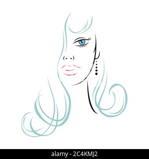 Demi-visage de femme avec de beaux boucles d'oreilles. Forme récupérable isolée de l'arrière-plan. L'illustration vectorielle est un élément graphique pour le design artistique. Illustration de Vecteur