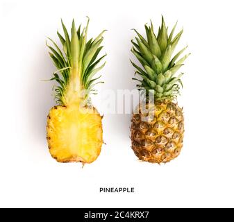 Mise en page créative à l'ananas. Pose à plat. Concept alimentaire. Banque D'Images