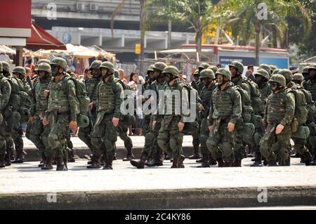 Rio de Janeiro, Brésil - 7 septembre 2018 : défilé civil militaire célébrant l'indépendance du Brésil. Banque D'Images