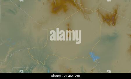 Forme de contour de la région du Niger. Carte topographique des eaux de surface. Rendu 3D Banque D'Images