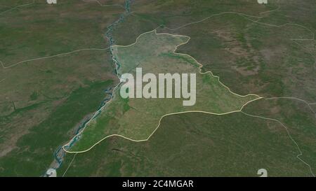 Zoom avant sur Anambra (État du Nigeria). Perspective oblique. Imagerie satellite. Rendu 3D Banque D'Images