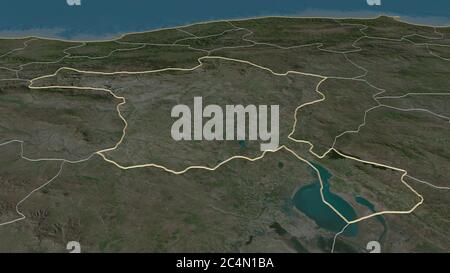 Zoom avant sur Ankara (province de Turquie). Perspective oblique. Imagerie satellite. Rendu 3D Banque D'Images