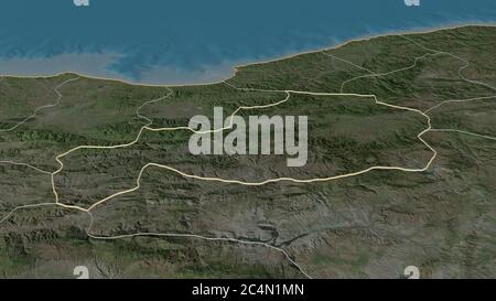 Zoom avant sur Bolu (province de Turquie). Perspective oblique. Imagerie satellite. Rendu 3D Banque D'Images