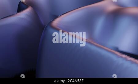 Rendu 3D des pièces d'arrière-plan en mosaïque en violet néon formes peu ordinaires Banque D'Images
