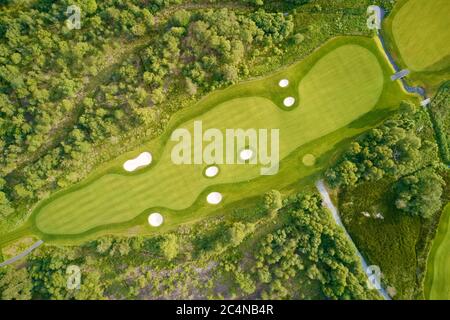 Vue aérienne du parcours de golf du Loch Lomond en Ecosse Banque D'Images