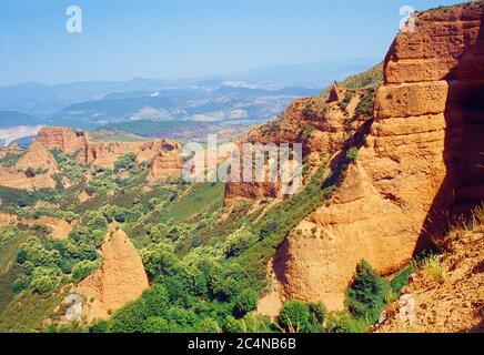 Paysage. La réserve naturelle de Las Médulas, Leon province, Castilla Leon, Espagne. Banque D'Images