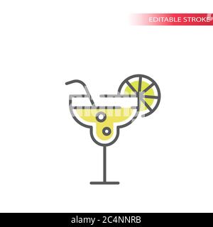 Verre à cocktail, icône vecteur colorée margarita. Contour, contour modifiable. Illustration de Vecteur