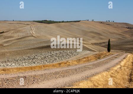 Pienza, Italie - 13 septembre 2011 : le paysage rural près de Pienza en Toscane. Italie Banque D'Images