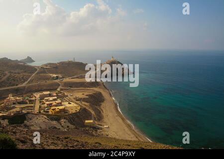 Province d'Almería, Andalousie, Espagne, Europe. Parc naturel de Cabo de Gata-Níjar, Cala y Playa del Corralete (plage de Corralete). Banque D'Images