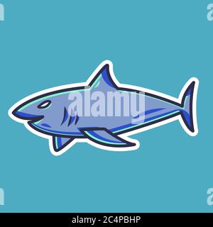 illustration vectorielle requin. style de dessin animé plat Illustration de Vecteur