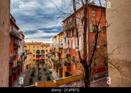 Ville de Nice en France, maisons traditionnelles de la vieille ville - Vieille ville Banque D'Images