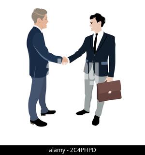 Un homme d'affaires fait affaire, poignée de main de partenariat. Contrat commercial et accord d'entreprise, partenaire commercial de réunion, illustration vectorielle Illustration de Vecteur