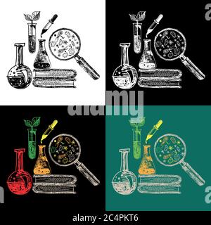 Composition de l'équipement pédagogique et scientifique de laboratoire Illustration de Vecteur