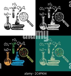 Mini-kit d'équipement pour l'enseignement et les sciences de laboratoire Illustration de Vecteur