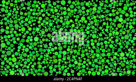 X`arrière-plan abstrait de cercles de tailles différentes dans des tons de vert sur fond noir. Illustration de Vecteur