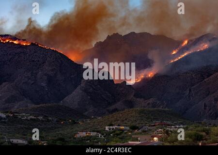 Le feu de Bighorn, Catalina Foothills, Tucson, AZ 6-19-2020 Banque D'Images