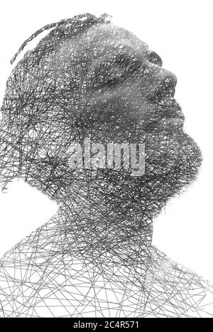 Portrait combiné à une illustration numérique Banque D'Images