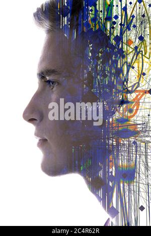 Portrait combiné à une illustration numérique Banque D'Images